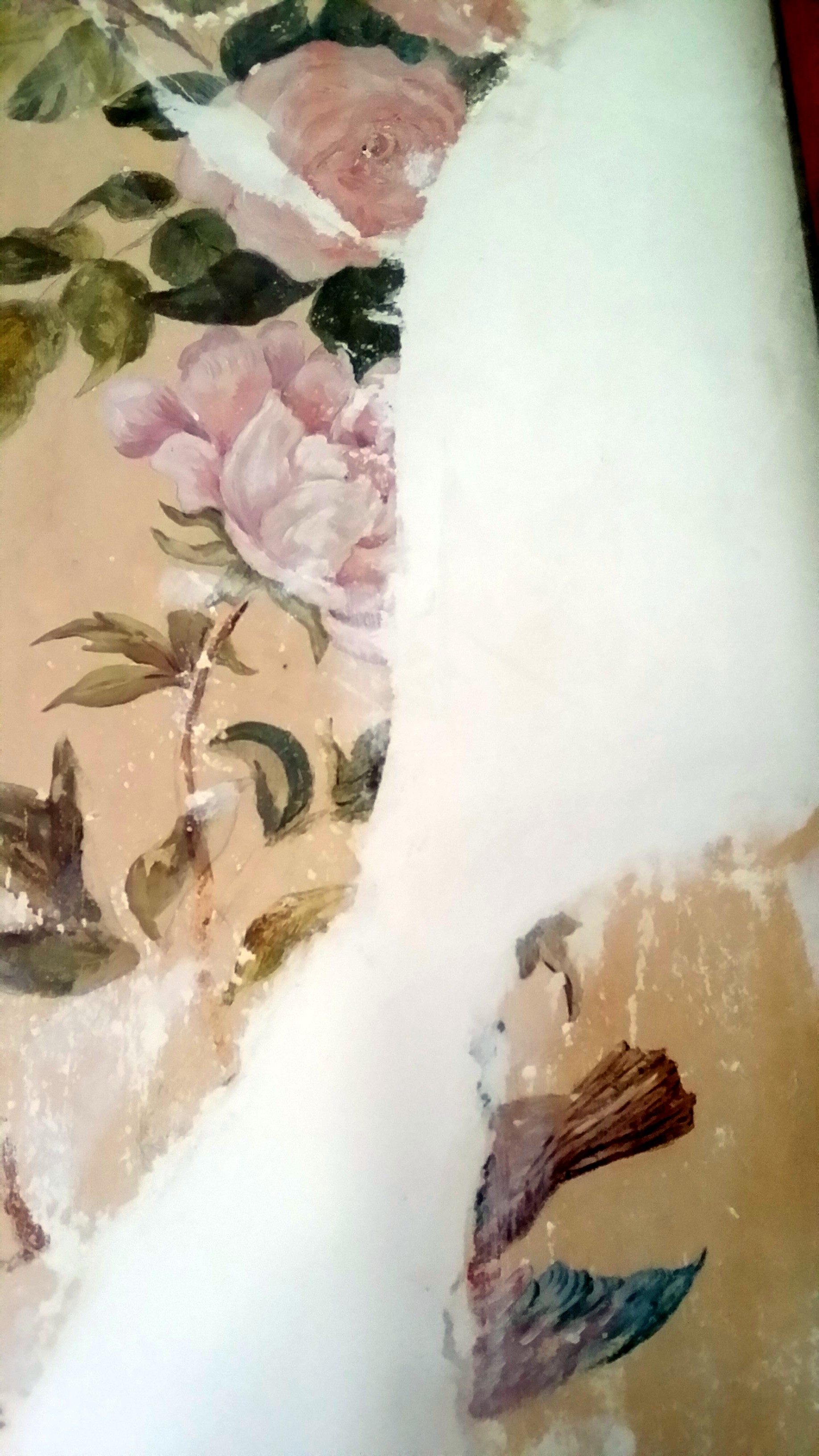 Détail de la peinture murale avant restauration
